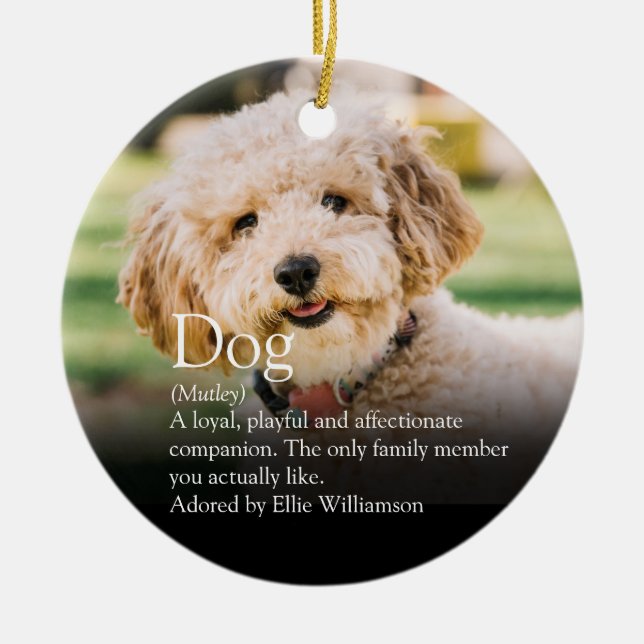 Cute Personalised Dog Photo Definition Ceramic Tree Decoration (Front)