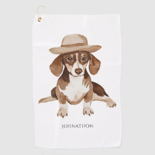 Cute Personalised Dog Watercolor  Golf Towel