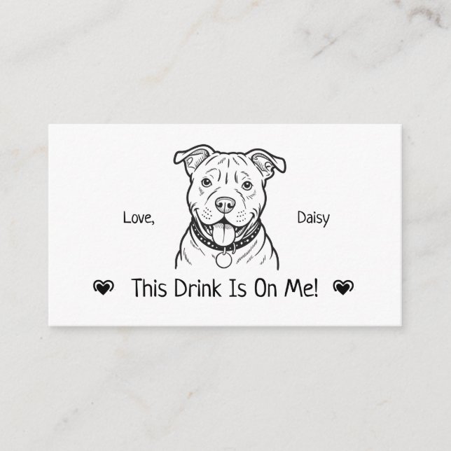 Cute Personalised Dog Wedding Drink Ticket Enclosure Card (Front)