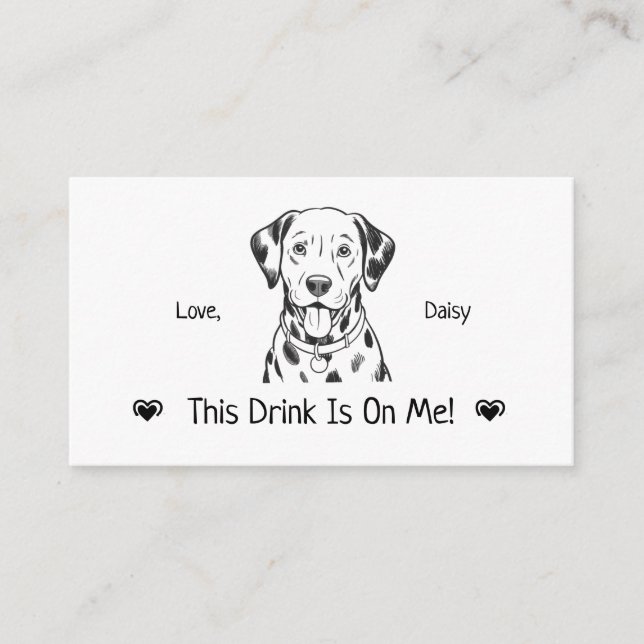 Cute Personalised Dog Wedding Drink Ticket Enclosure Card (Front)
