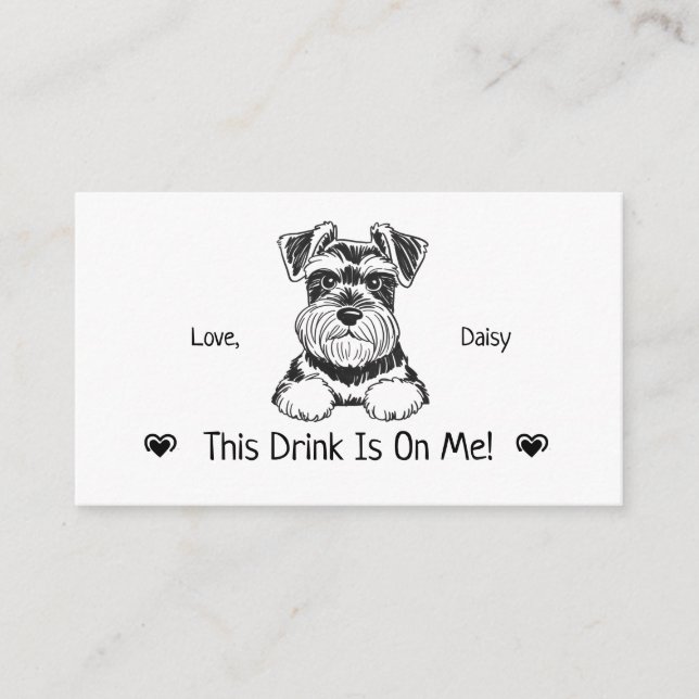 Cute Personalised Dog Wedding Drink Ticket Enclosure Card (Front)