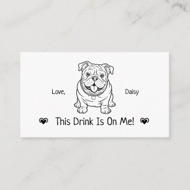 Cute Personalised Dog Wedding Drink Ticket Enclosure Card (Front)