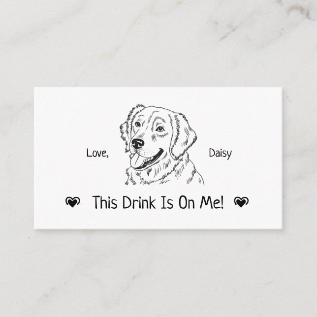 Cute Personalised Dog Wedding Drink Ticket Enclosure Card (Front)