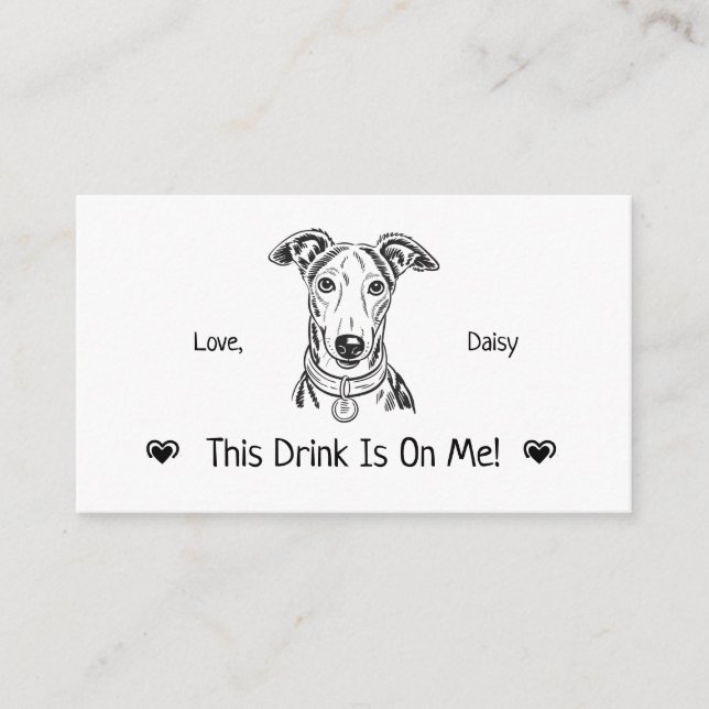 Cute Personalised Dog Wedding Drink Ticket Enclosure Card (Front)