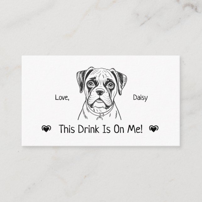 Cute Personalised Dog Wedding Drink Ticket Enclosure Card (Front)