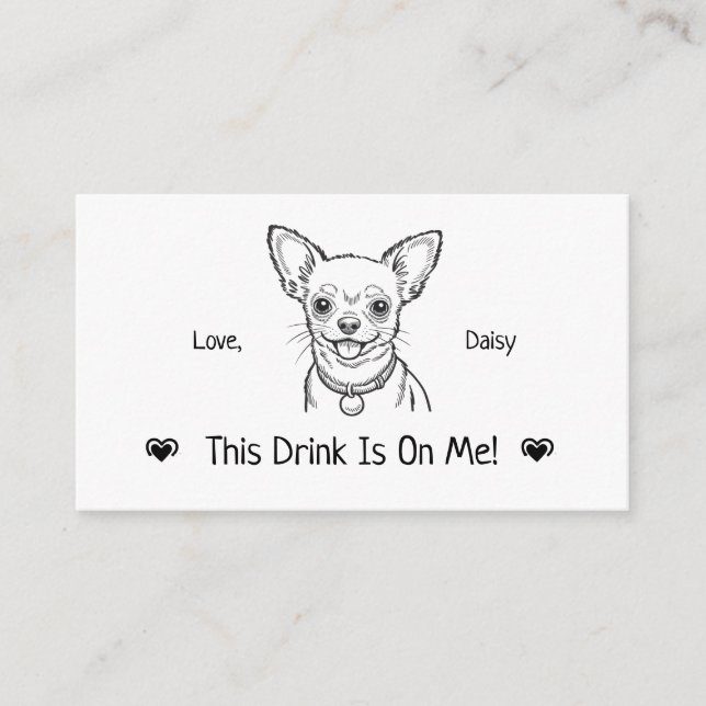 Cute Personalised Dog Wedding Drink Ticket Enclosure Card (Front)