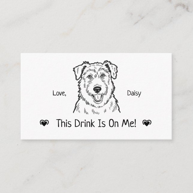 Cute Personalised Dog Wedding Drink Ticket Enclosure Card (Front)