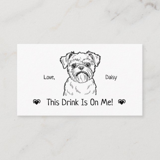 Cute Personalised Dog Wedding Drink Ticket Enclosure Card (Front)
