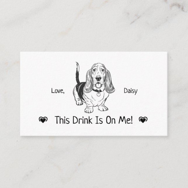 Cute Personalised Dog Wedding Drink Ticket Enclosure Card (Front)