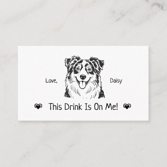 Cute Personalised Dog Wedding Drink Ticket Enclosure Card (Front)
