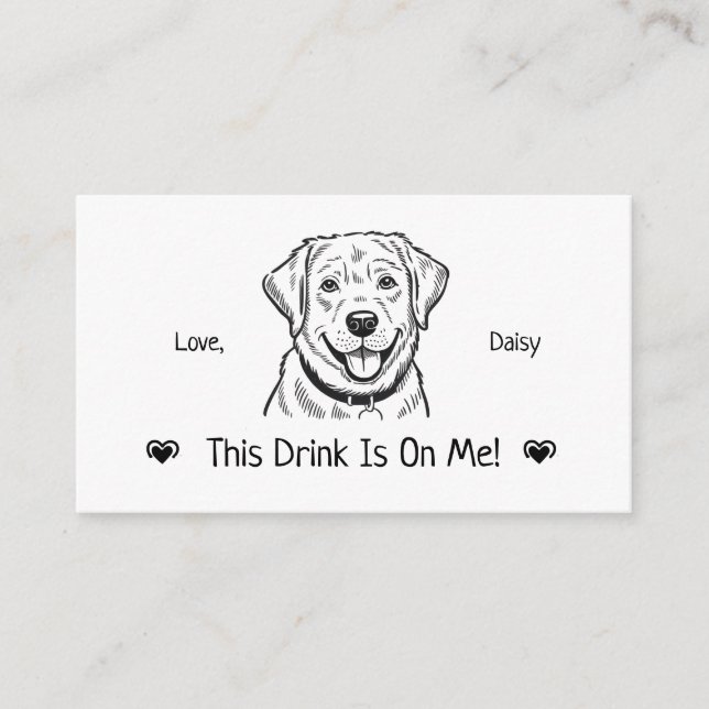Cute Personalised Dog Wedding Drink Ticket Enclosure Card (Front)