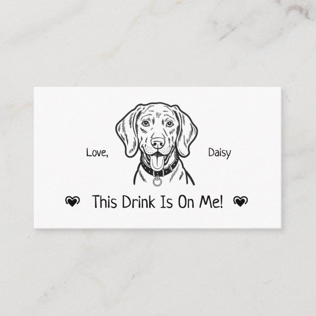 Cute Personalised Dog Wedding Drink Ticket Enclosure Card (Front)