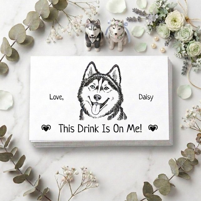 Cute Personalised Dog Wedding Drink Ticket Enclosure Card (Creator Uploaded)