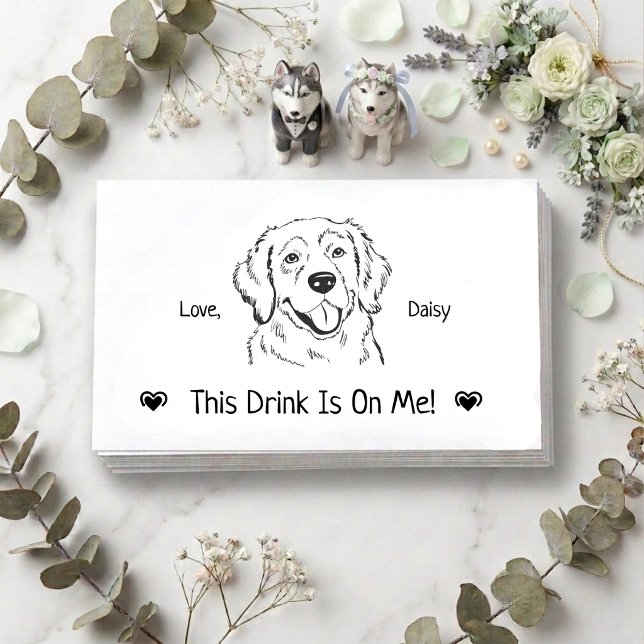 Cute Personalised Dog Wedding Drink Ticket Enclosure Card (Creator Uploaded)