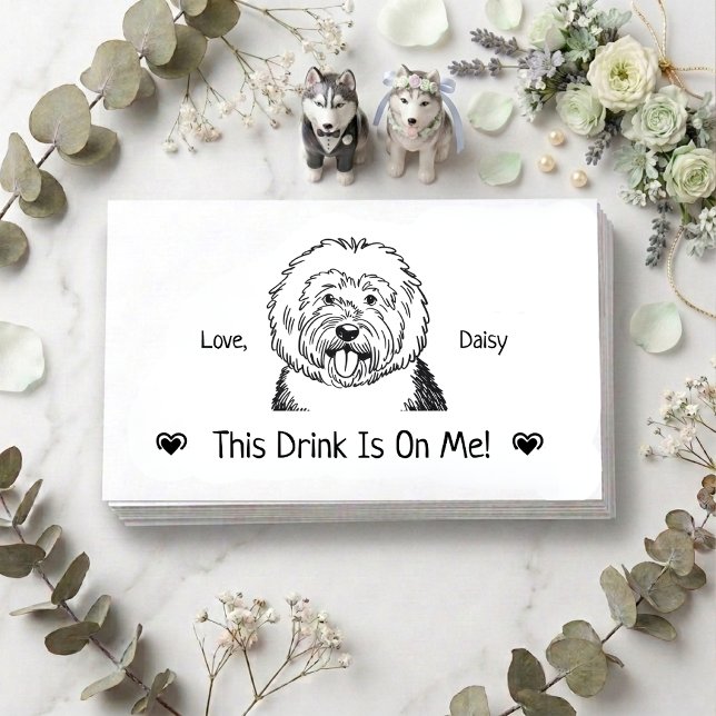 Cute Personalised Dog Wedding Drink Ticket Enclosure Card (Creator Uploaded)