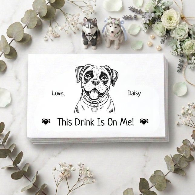 Cute Personalised Dog Wedding Drink Ticket Enclosure Card (Creator Uploaded)