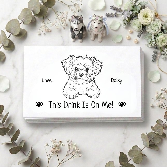 Cute Personalised Dog Wedding Drink Ticket Enclosure Card (Creator Uploaded)