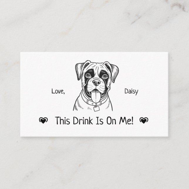 Cute Personalised Dog Wedding Drink Ticket Enclosure Card (Front)