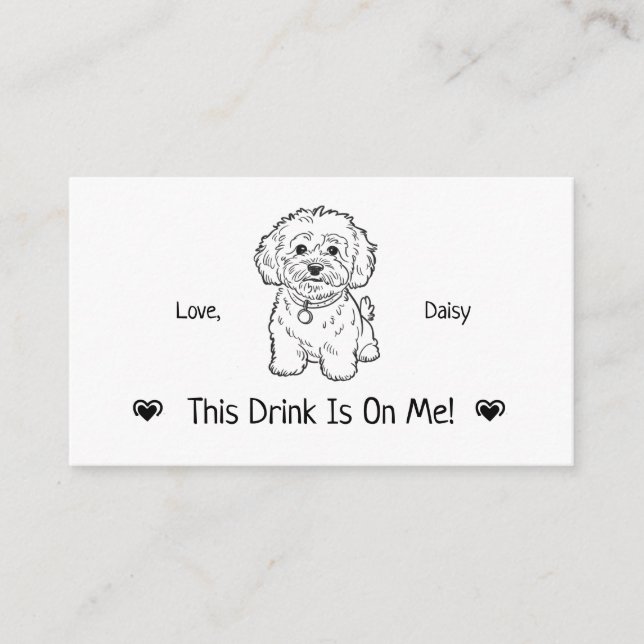 Cute Personalised Dog Wedding Drink Ticket Enclosure Card (Front)