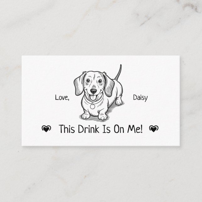 Cute Personalised Dog Wedding Drink Ticket Enclosure Card (Front)