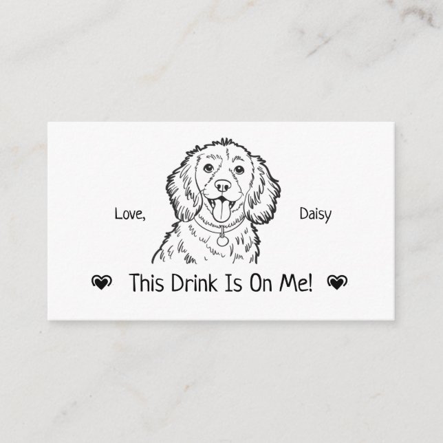 Cute Personalised Dog Wedding Drink Ticket Enclosure Card (Front)