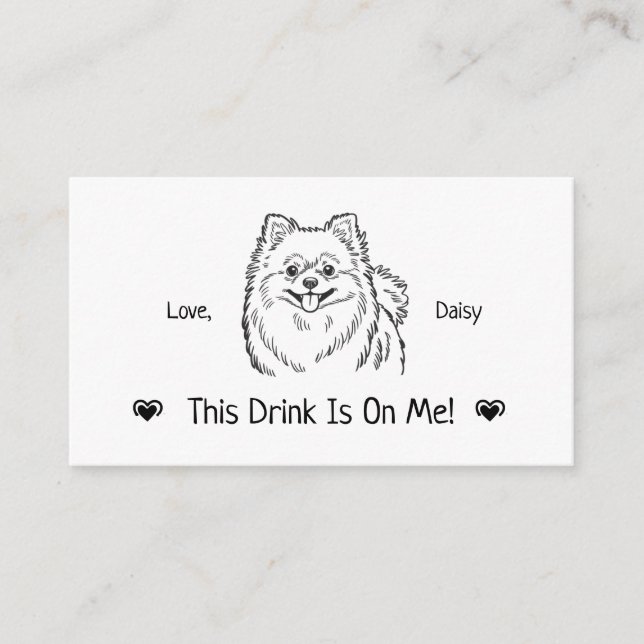 Cute Personalised Dog Wedding Drink Ticket Enclosure Card (Front)