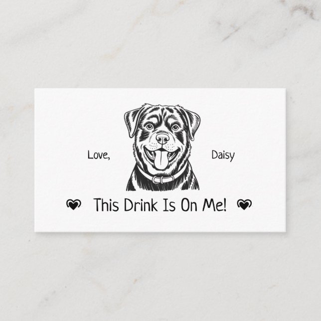 Cute Personalised Dog Wedding Drink Ticket Enclosure Card (Front)