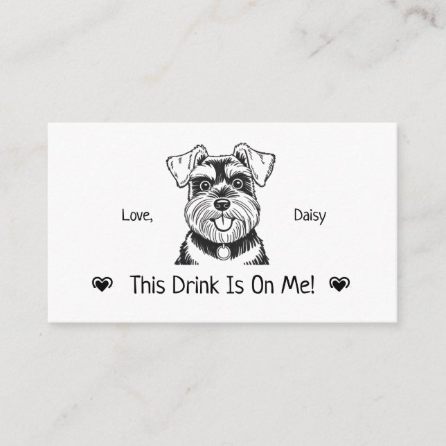 Cute Personalised Dog Wedding Drink Ticket Enclosure Card (Front)
