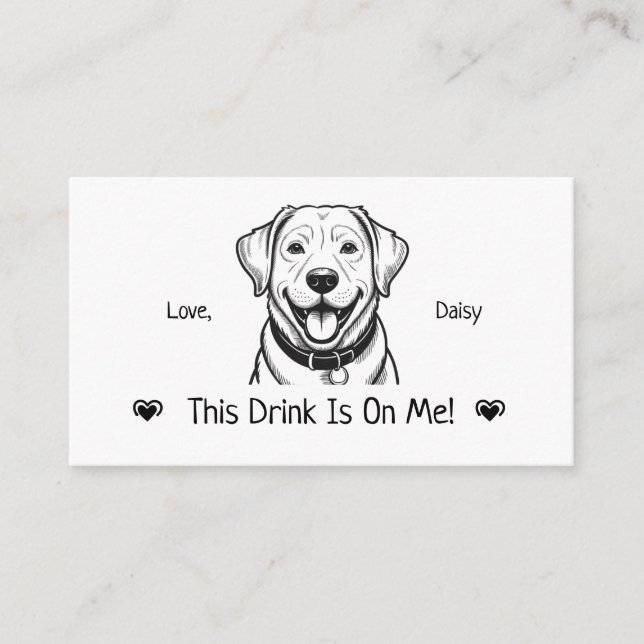 Cute Personalised Dog Wedding Drink Ticket Enclosure Card (Front)
