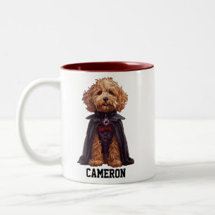 Cute Personalised Dracula Goldendoodle Two-Tone Coffee Mug