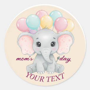 Cute Personalised Elephant  Classic Round Sticker