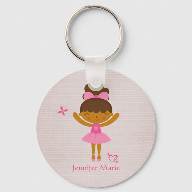Cute personalised ethnic ballerina keychain (Front)