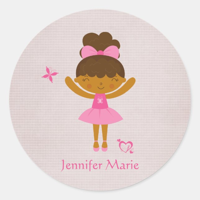 Cute personalised ethnic ballerina stickers (Front)
