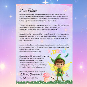 Cute Personalised Fairy Letter for Big Brother Invitation