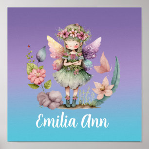 Cute personalised fairy poster print