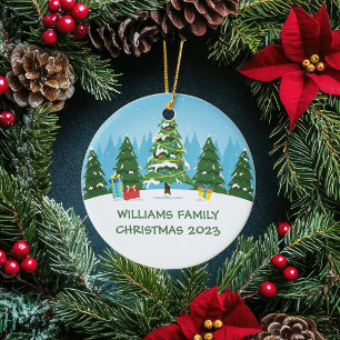 Cute Personalised Family Christmas Tree Ceramic Tree Decoration