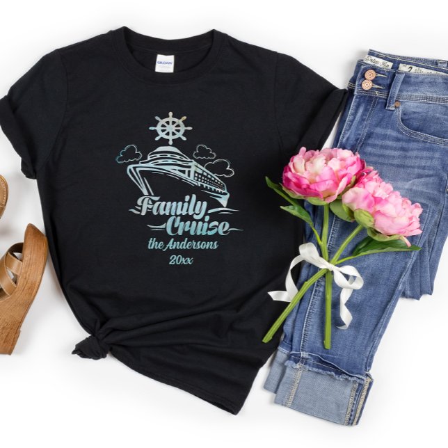Cute Personalised Family Cruise Ship Family Trip  T-Shirt (Creator Uploaded)