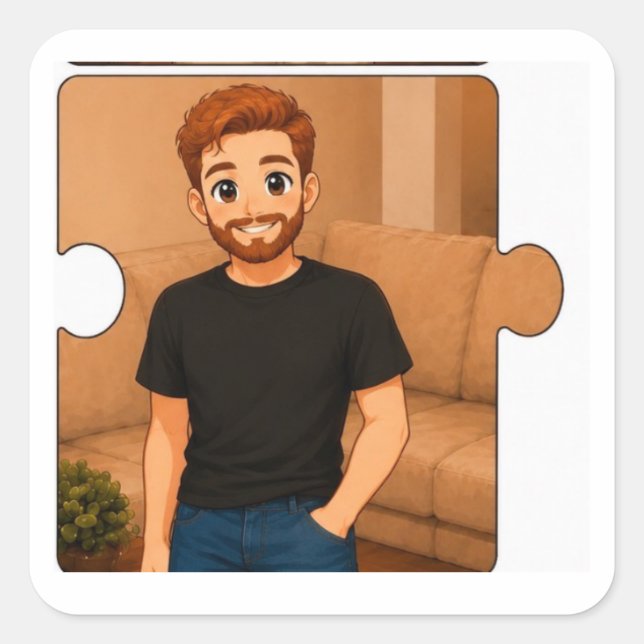 Cute Personalised Family Decal Editable Square Sticker (Front)