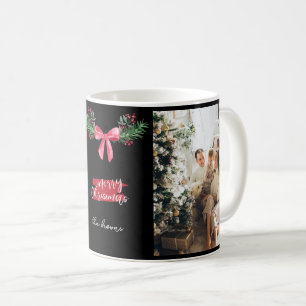 Cute personalised family photo garland christmas coffee mug