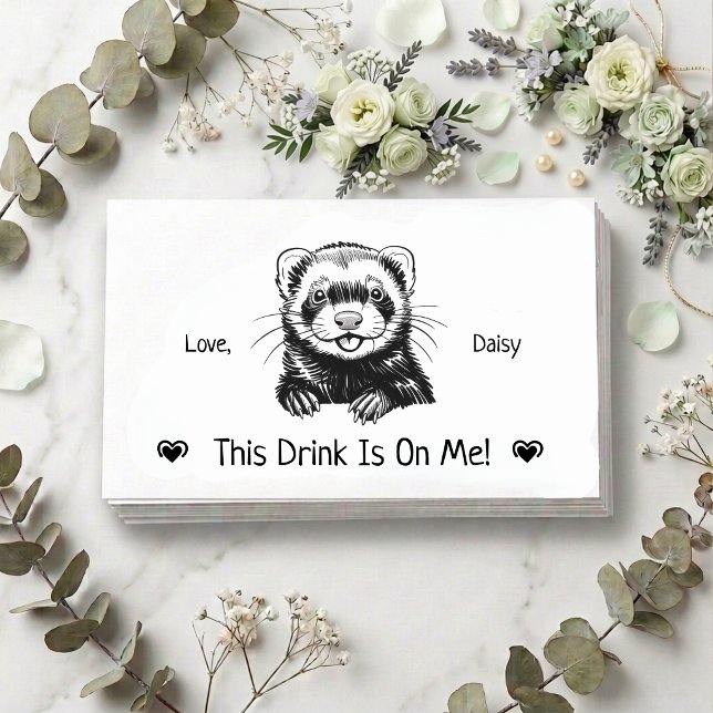 Cute Personalised Ferret Wedding Drink Ticket Enclosure Card (Creator Uploaded)