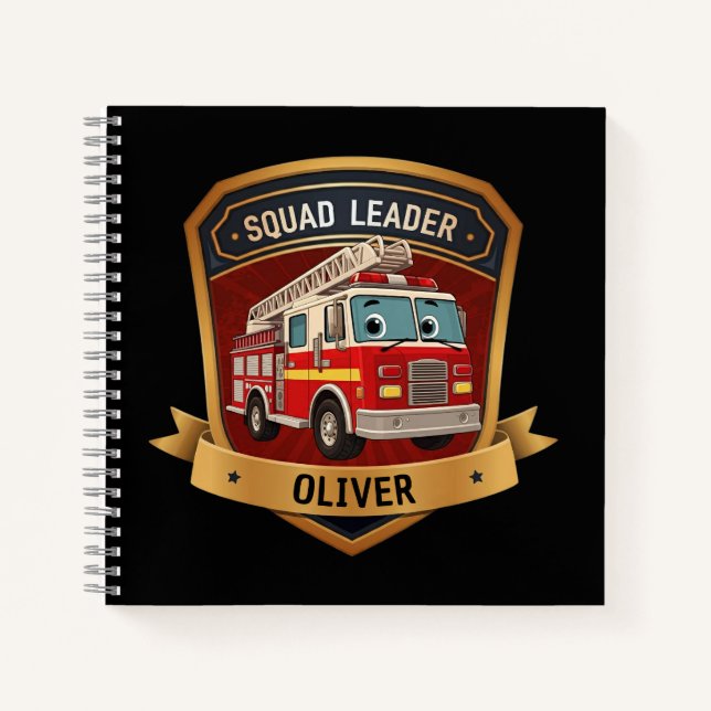 Cute Personalised Firefighter Badge Personalised Notebook (Front)