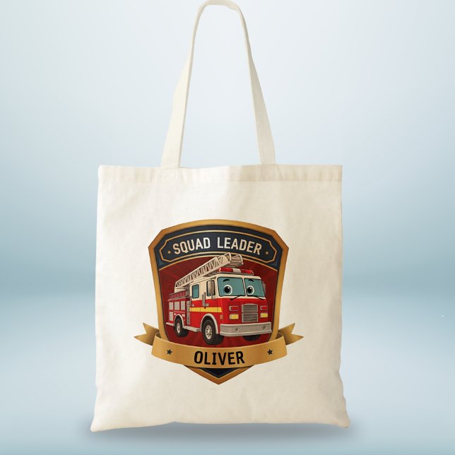 Cute Personalised Firefighter Badge Tote Bag (Creator Uploaded)