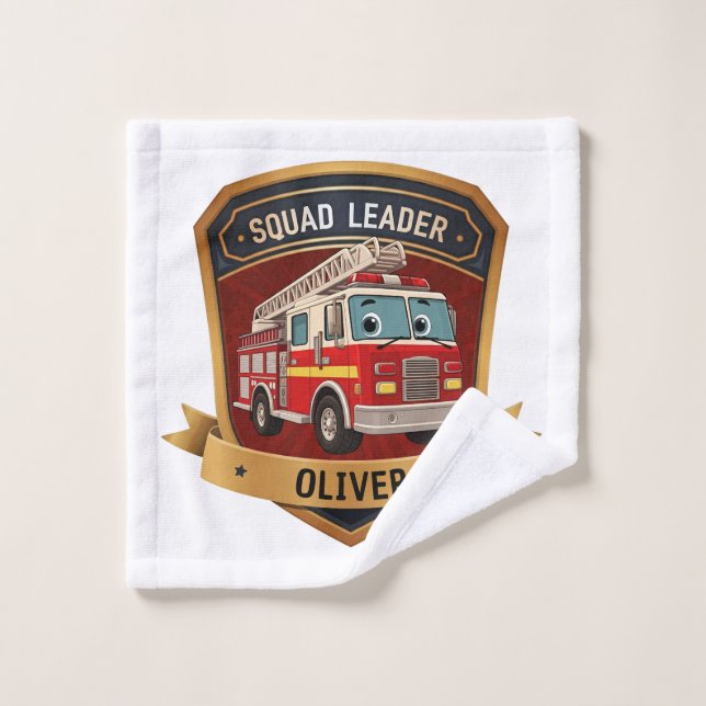 Cute Personalised Firefighter Badge Wash Cloth (Wash Cloth)
