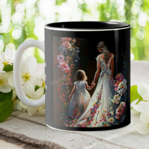Cute Personalised Floral Mum Daughter Elegant Two-Tone Coffee Mug
