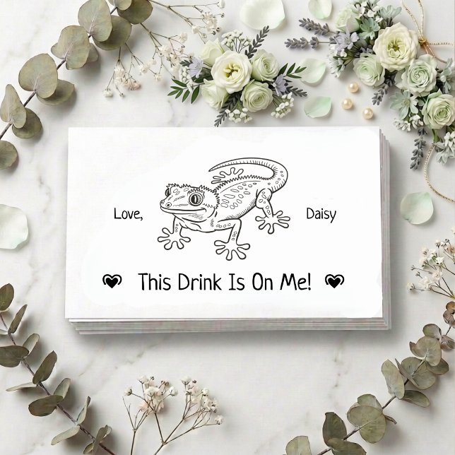 Cute Personalised Gecko Wedding Drink Ticket Enclosure Card (Creator Uploaded)