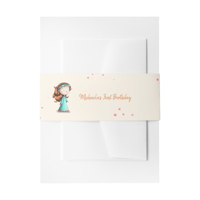 Cute Personalised Girl Birthday Invitation Belly Band (Front Example)