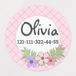 Cute personalised girl kids childish fun chequered