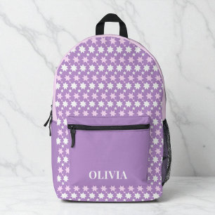 Cute Personalised Girls Purple Pink Stars Kids Printed Backpack