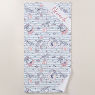 Cute Personalised Girly Summertime Fun Beach Towel