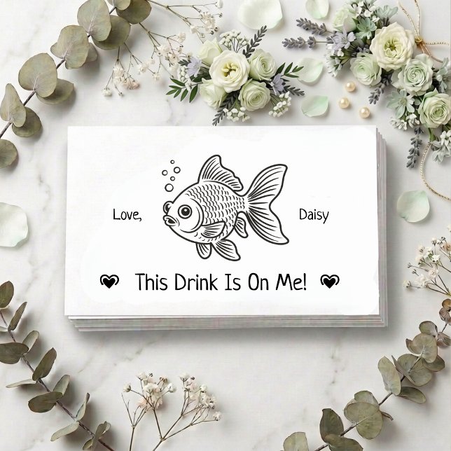 Cute Personalised Goldfish Wedding Drink Ticket Enclosure Card (Creator Uploaded)